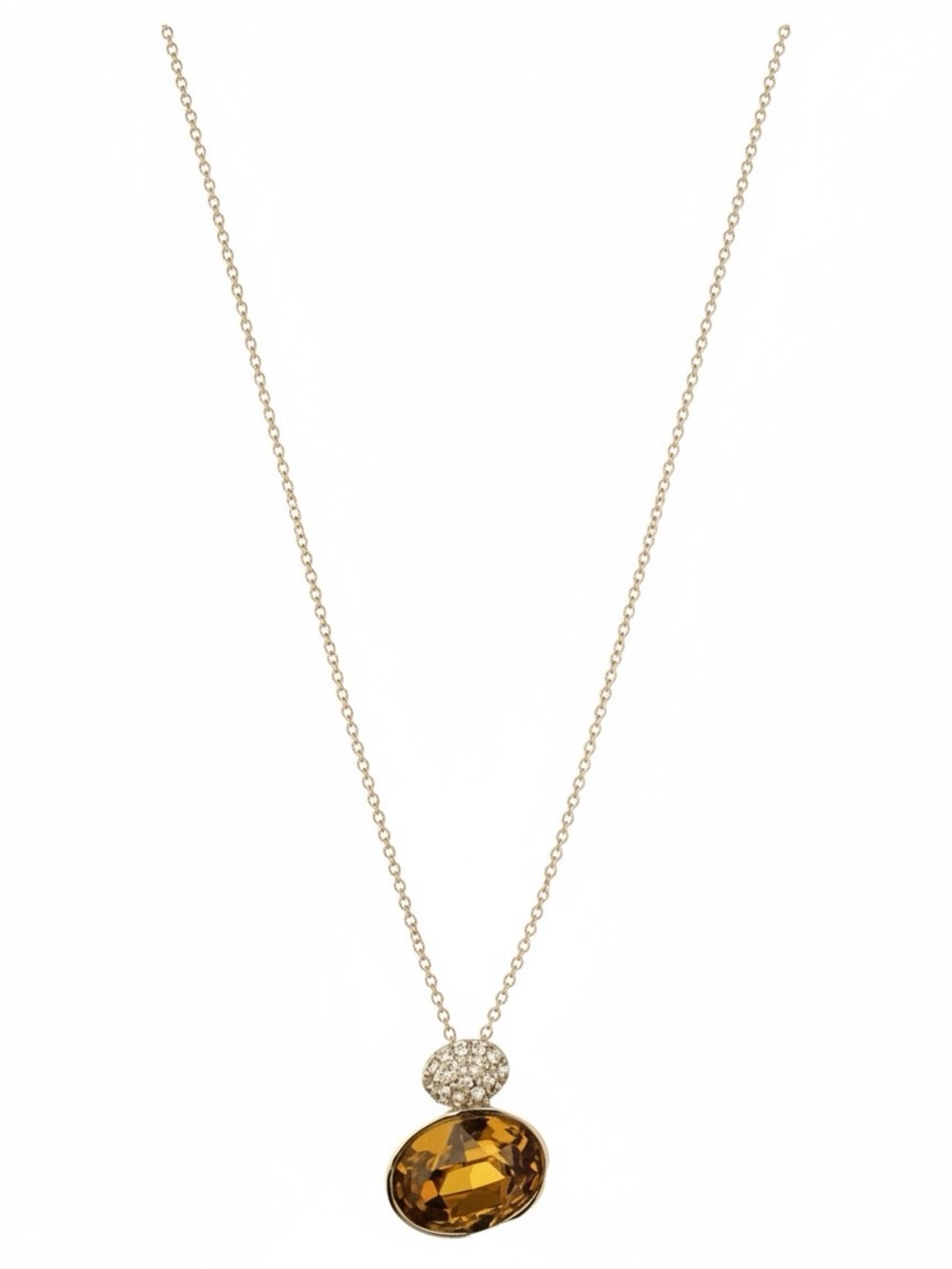 Elegant Gold Tone Golden Shadow Crystal Pendant Necklace